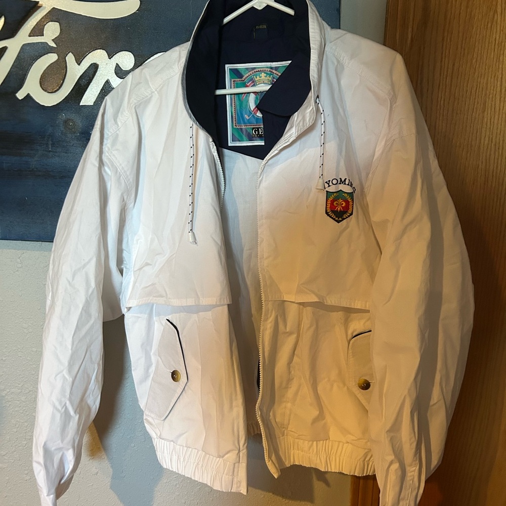 Retro White Jacket with Wyoming & Shield Embroidered
